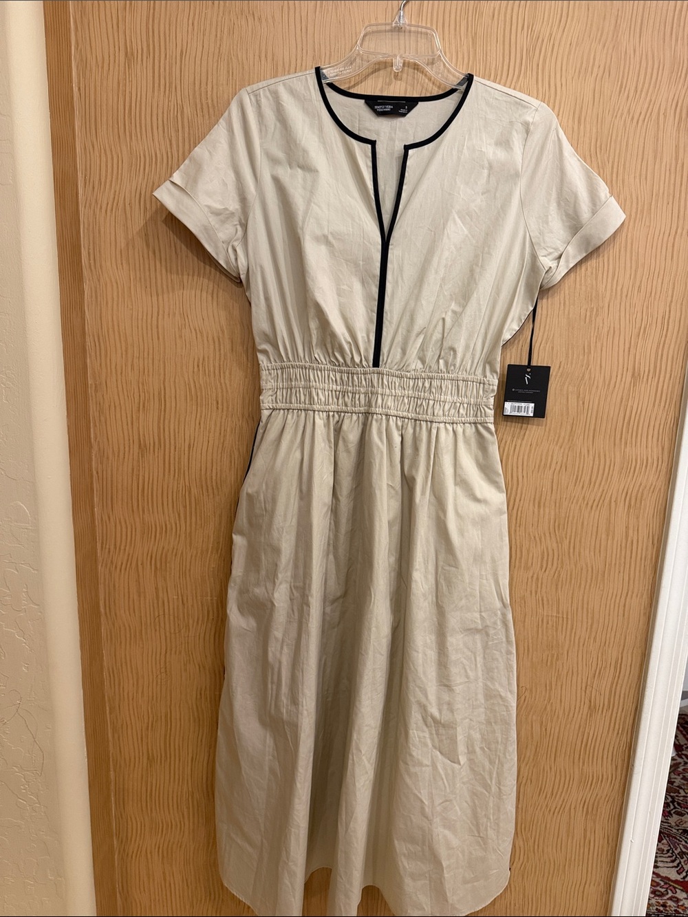 Simply Vera Vera Wang Cream Midi Dress with Black Trim